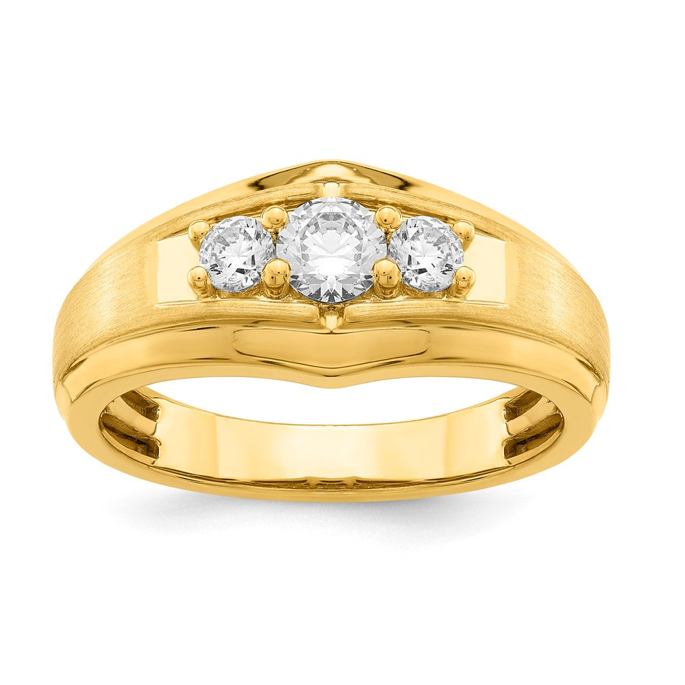 10ky Satin & Polished Lab Grown VS/SI FGH Dia Men's Complete Ring
