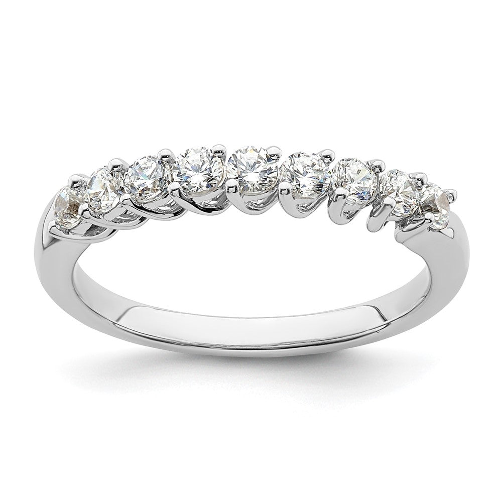 14k White Gold 1/2 ct Lab Grown Diamond VS/SI+ G+ 9 Stone Complete Band