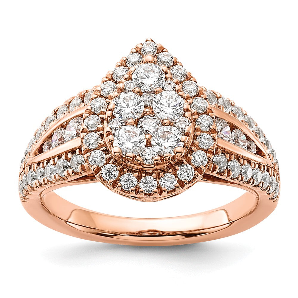 14kr 1 1/4ct Lab Grown Diamond VS/SI+ G+ Complete Cluster Eng Ring