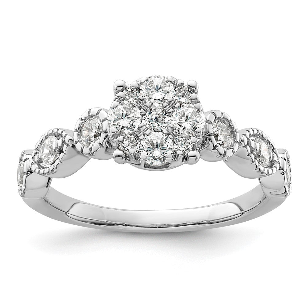 14kw 3/4ct Lab Grown Diamond VS/SI+ G+ Complete Cluster Eng Ring