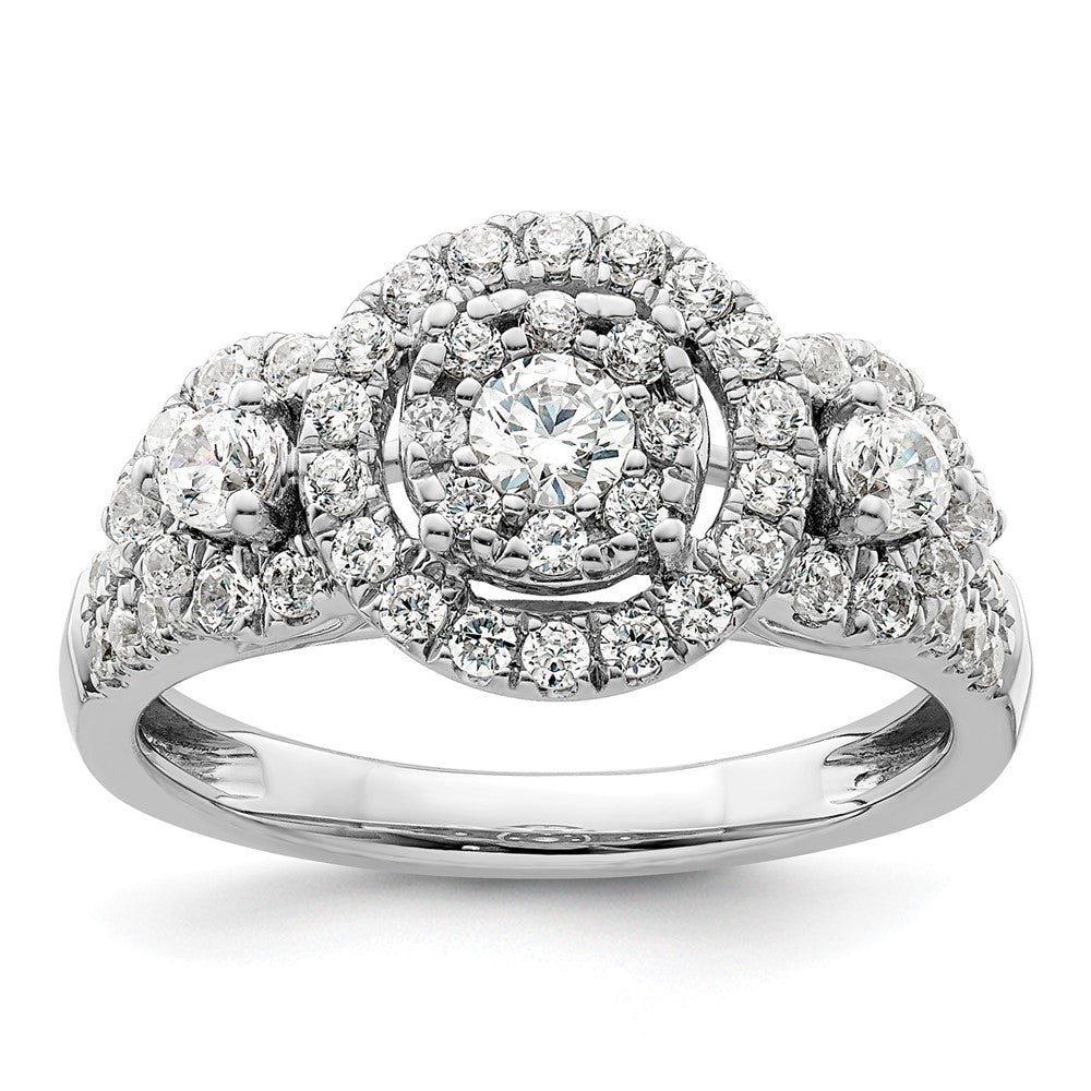 14k White Gold 1ct Lab Grown Diamond VS/SI+ G+ Comp Cluster Eng Ring