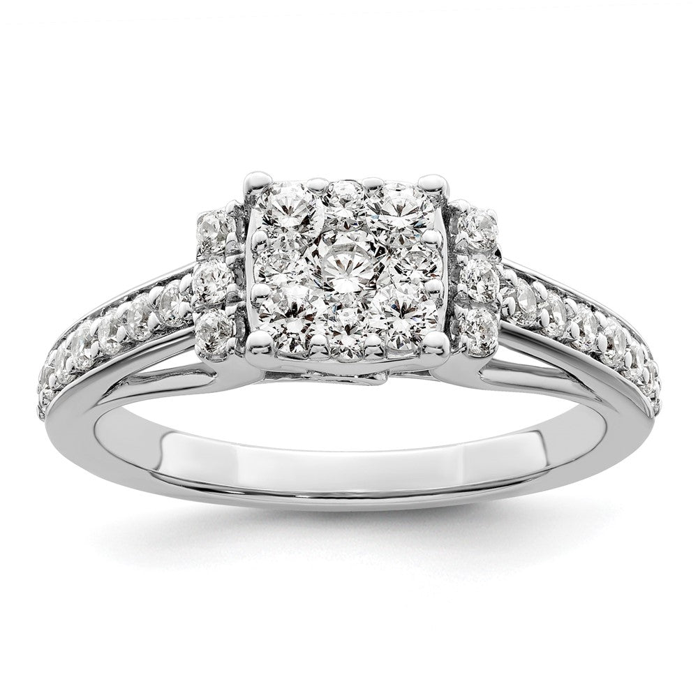 14kw 3/4ct Lab Grown Diamond VS/SI+ G+ Comp Cluster Engagement Ring