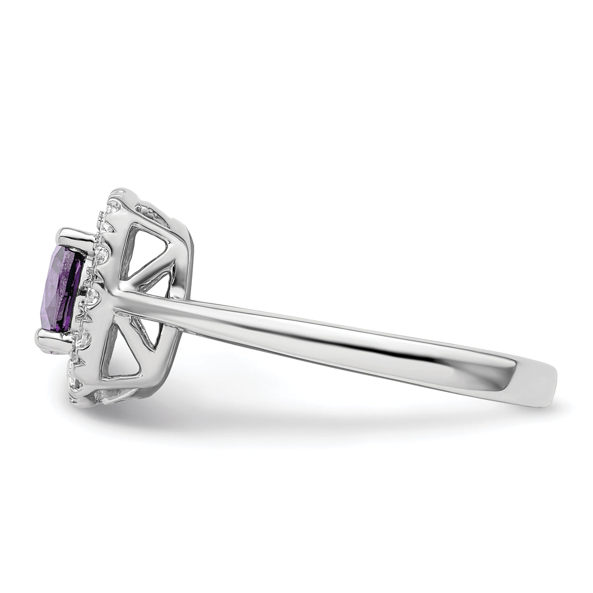 10K White Gold Lab Grown VS/SI FGH Dia and Amethyst Halo Ring