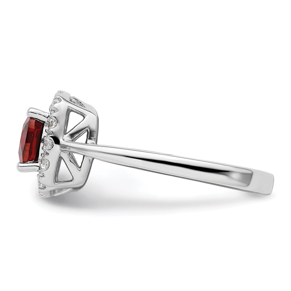 10K White Gold Lab Grown VS/SI FGH Dia and Garnet Halo Ring