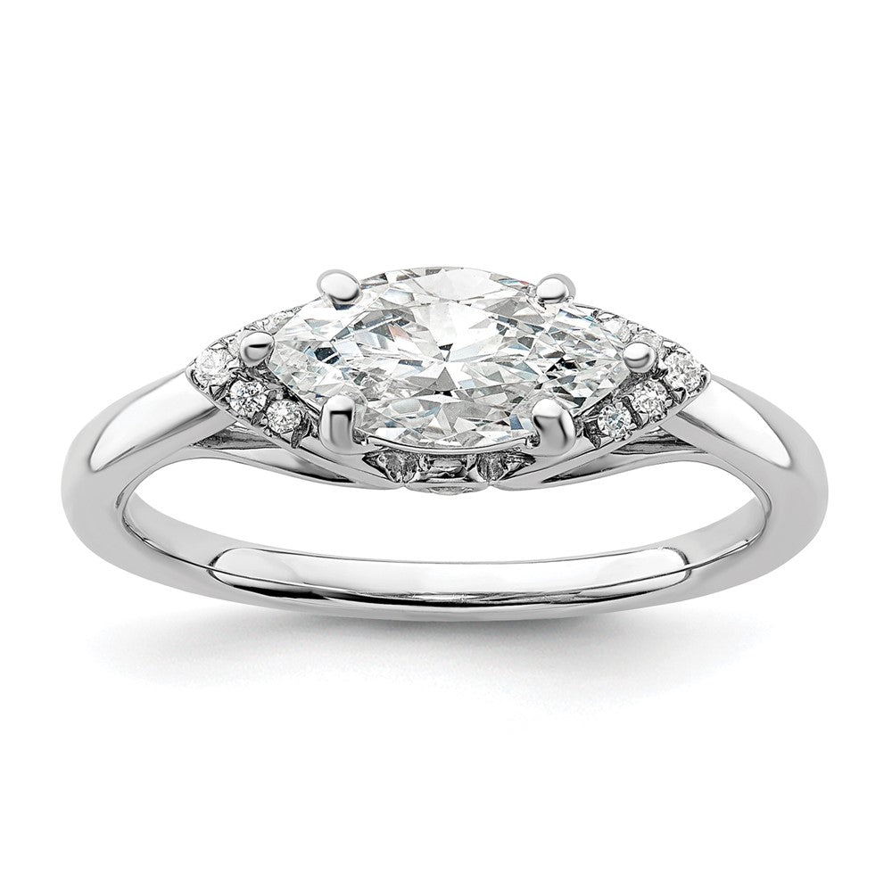 14k White Gold 1/20 ct Lab Grown Dia VS/SI+ G+ 1 ct Center Semi Eng Ring