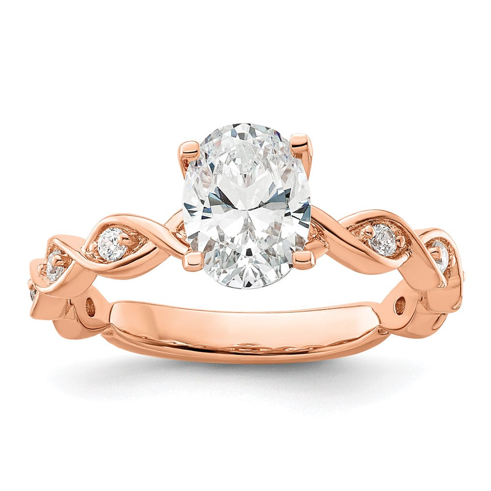 14k Rose Gold 1/6 ct Lab Grown Diamond VS/SI+ G+ 1 ct Oval Semi Eng Ring