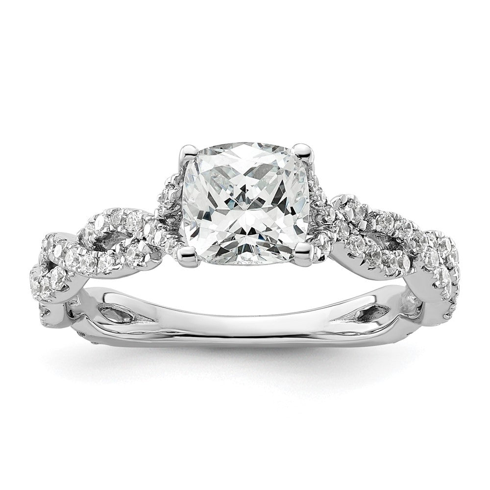 14kw 3/8ct Lab Grown Diamond VS/SI+ G+ 1ct Center Cushion Semi Eng Ring
