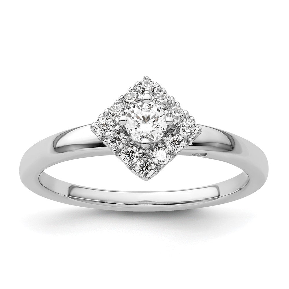 14k White Gold 1/3 ct Lab Grown Diamond VS/SI+ G+ Comp Halo Eng Ring