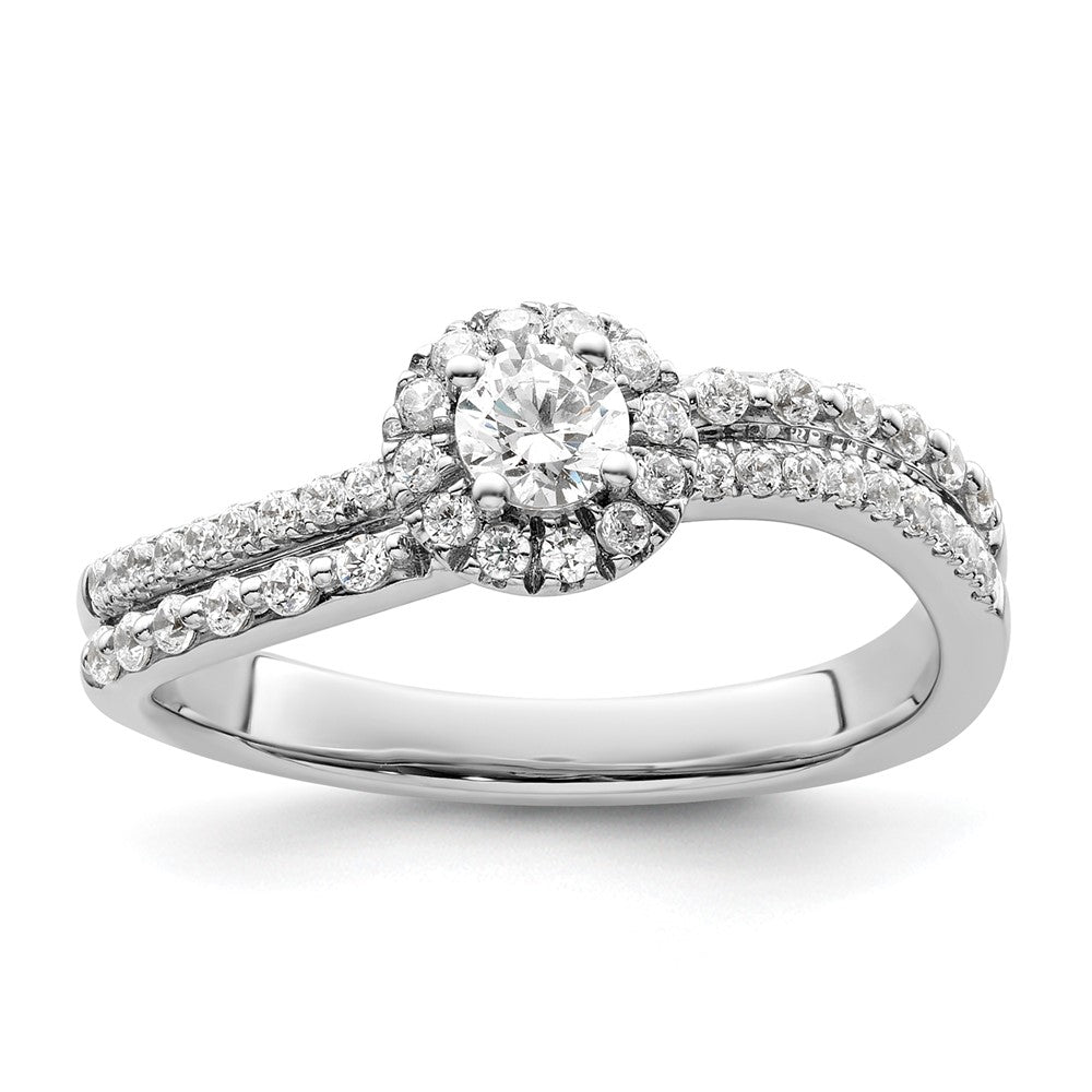 14k White Gold 1/2 ct Lab Grown Diamond VS/SI+ G+ Complete Halo Eng Ring