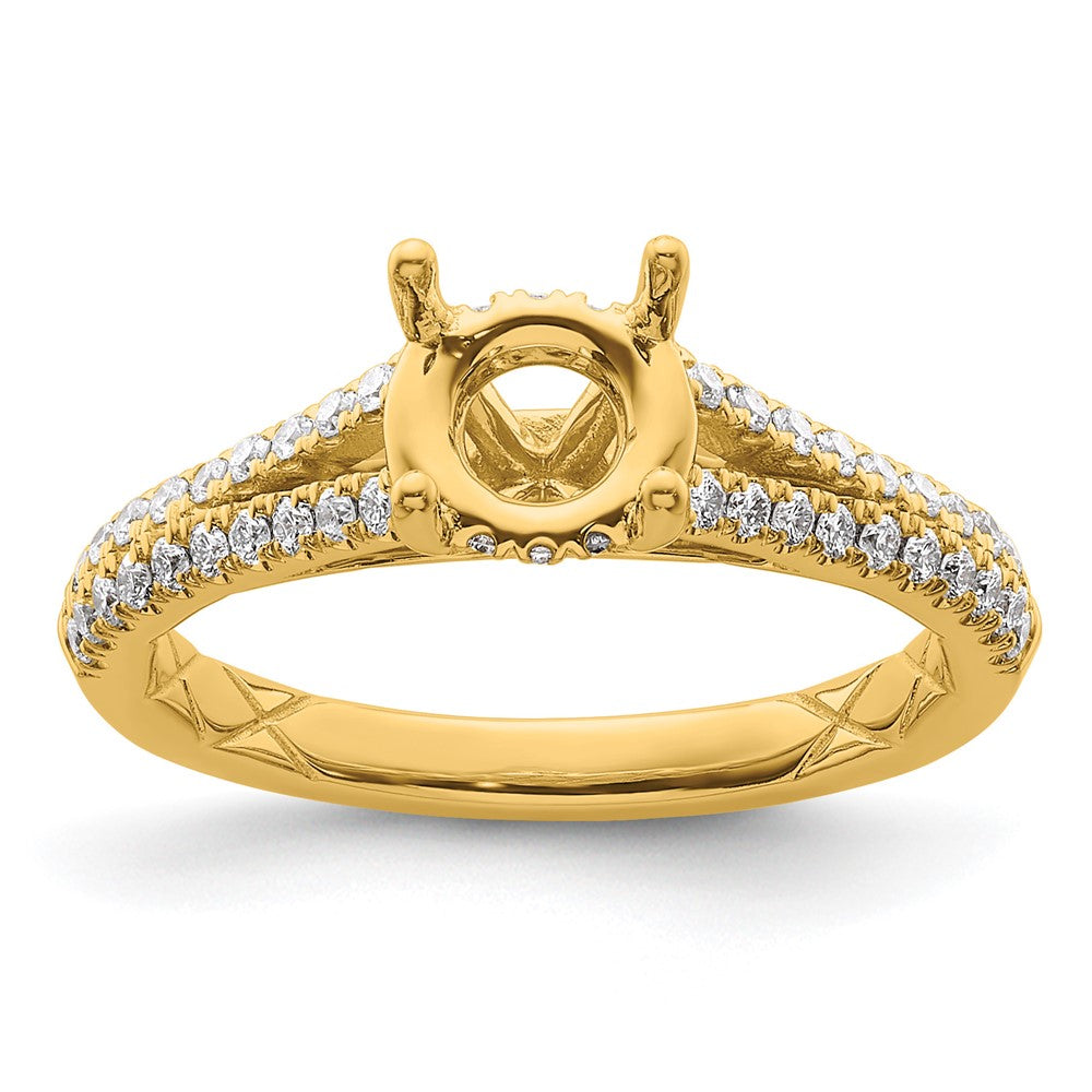 14k 1/3ct Lab Grown Diamond VS/SI+ G+ 1 1/4ct Round Center Semi Eng Ring