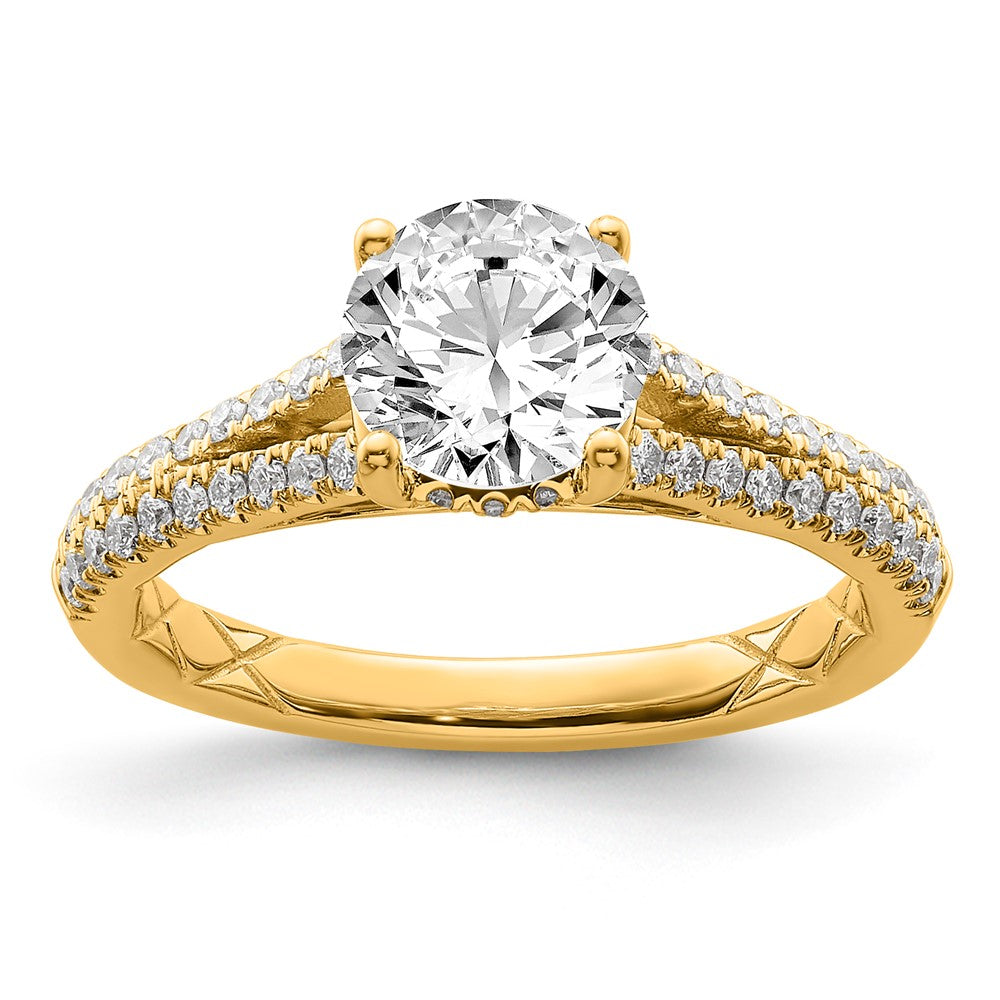 14k 1 5/8ct Cert Lab Grown Diamond VS/SI+ G+ Round Complete Eng Ring