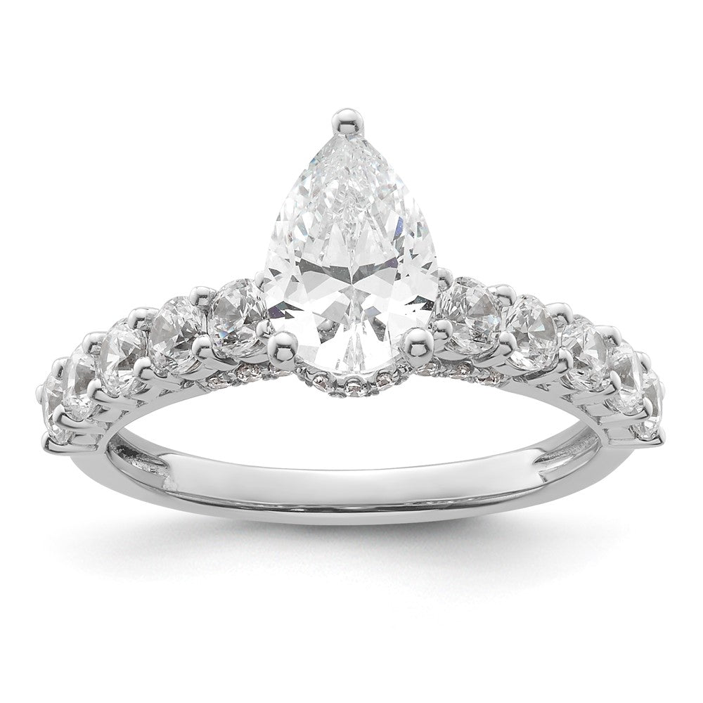 14k White Gold 2ct Cert Lab Grown Diamond VS/SI+ G+ Pear Comp Eng Ring
