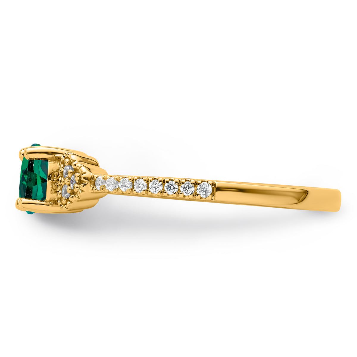 10ky Created Emerald & Lab Grown VS/SI FGH Dia Promise Ring