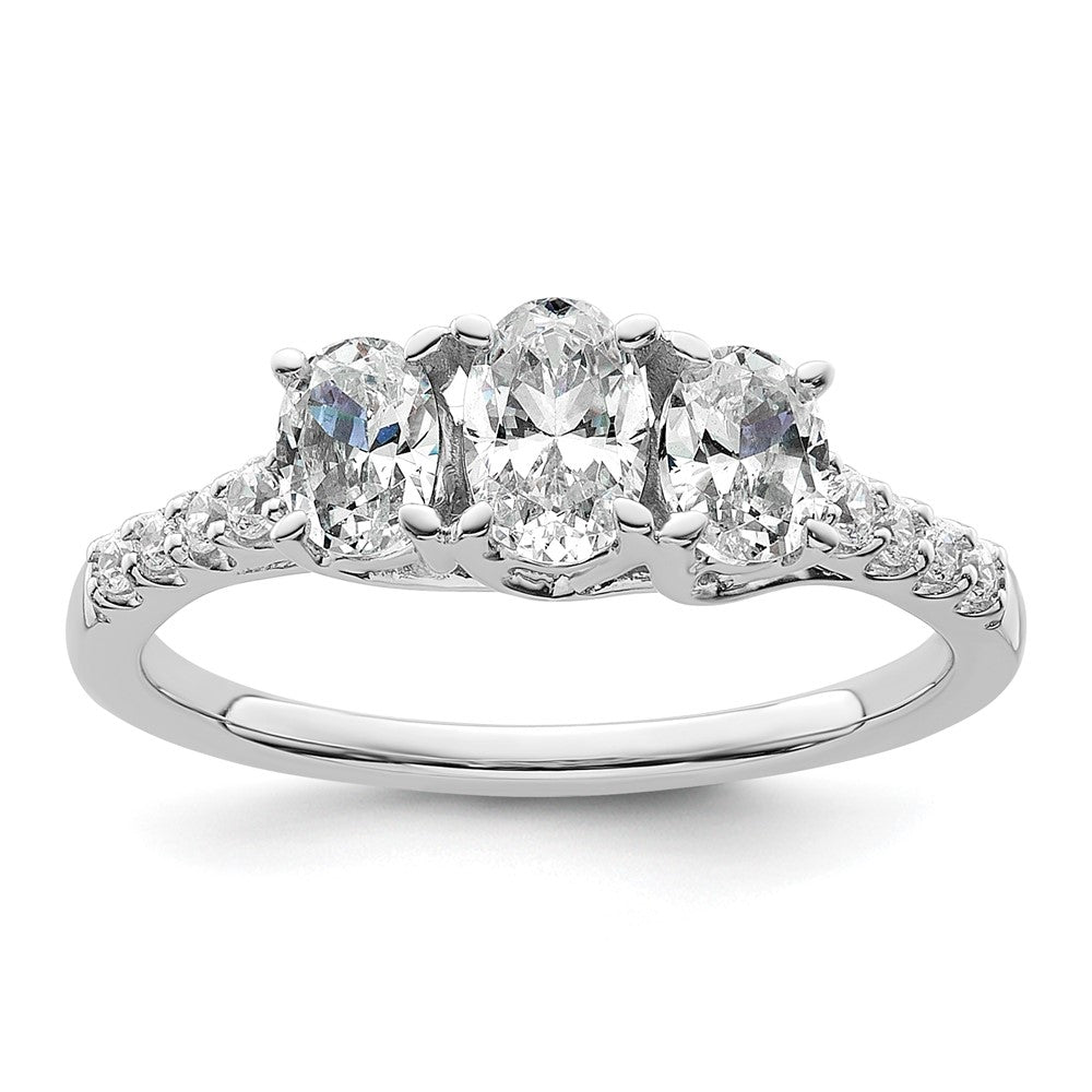 14kw 1/8ct Lab Grown Diamond VS+ F+ 3/8ct Oval Semi 3 Stone Eng Ring