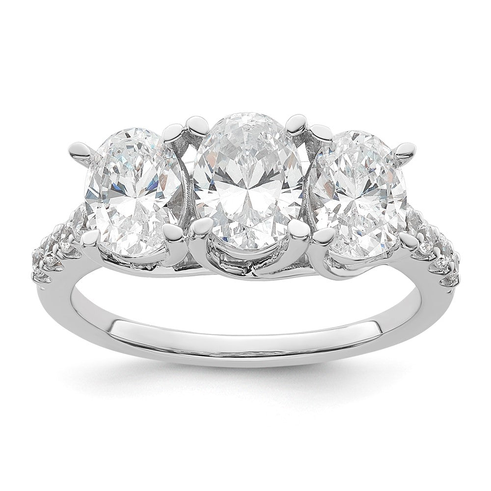 14kw 1/5ct Lab Grown Diamond VS/SI+ G+ Semi Mount 3 Stone Eng Ring