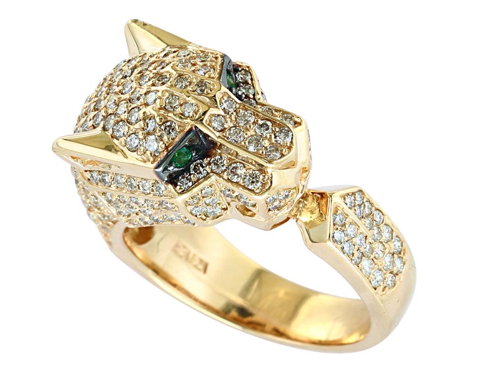 EFFY 14K YELLOW GOLD DIAMOND,NATURAL EMERALD RING