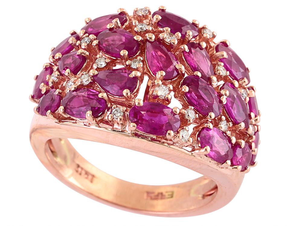 EFFY 14K ROSE GOLD DIAMOND,NATURAL RUBY RING