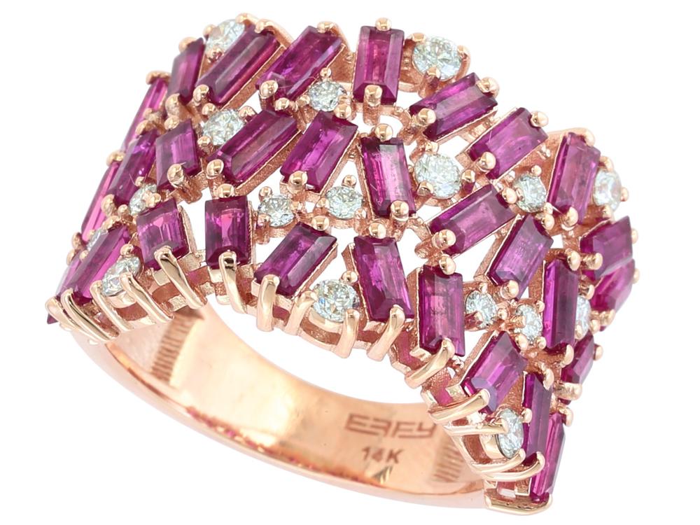EFFY 14K ROSE GOLD DIAMOND,NATURAL RUBY RING