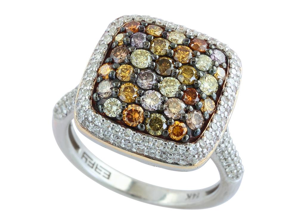 EFFY 14K WHITE and YELLOW GOLD DIAMOND,MIXED COLOR DIAMONDS RING