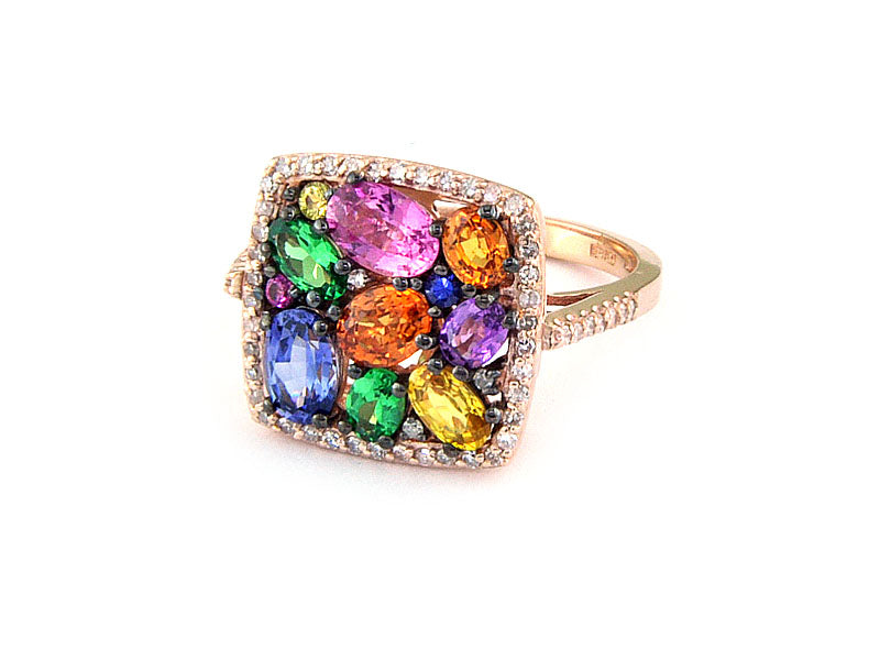 EFFY 14K YELLOW GOLD DIAMOND,NATURAL CEYLON SAPPHIRE,ORANGE SAPPHIRE,PINK SAPPHIRE,PURPLE SAPPHIRE,TSAVORITE,YELLOW SAPPHIRE RING