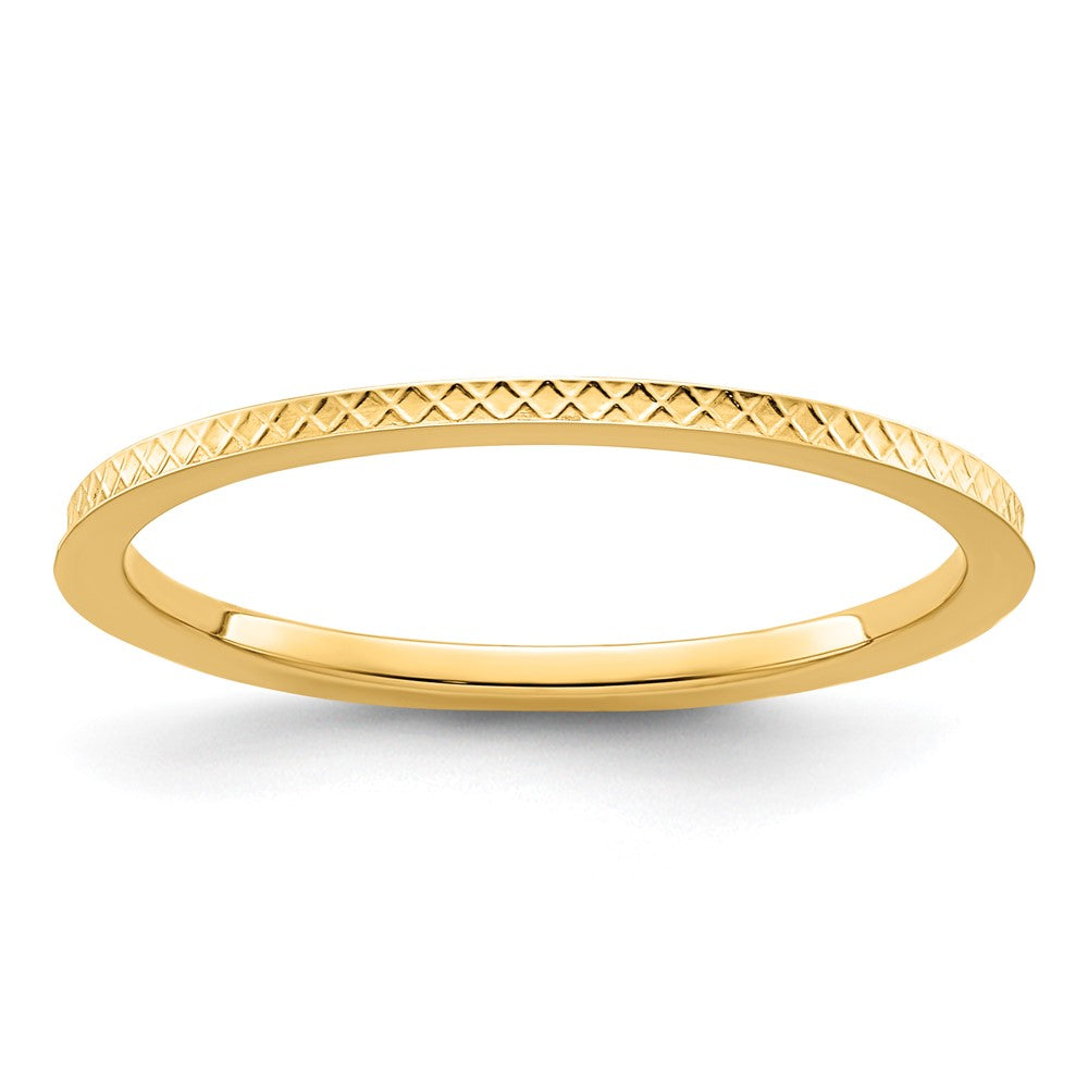 14K Gold 1.2mm Criss-Cross Pattern Stackable Band
