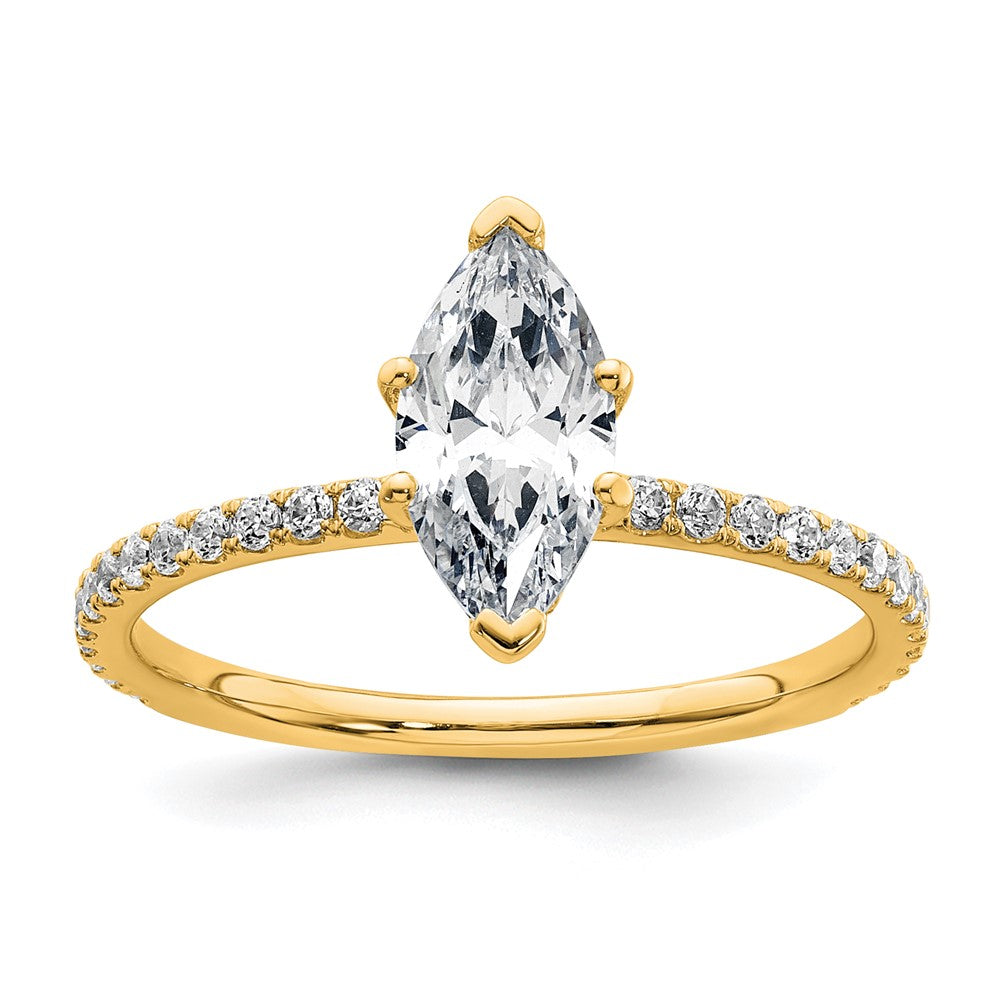 14k 1 3/8ct Cert Lab Grown Dia VS/SI+ G+ Marquise Comp w/ Flair Eng Ring