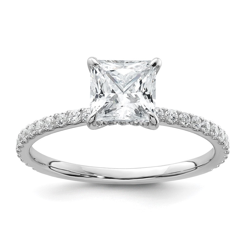 14kw 1 3/8ct Cert Lab Grown Dia VS+ F+ Princess Comp Solitaire Eng Ring