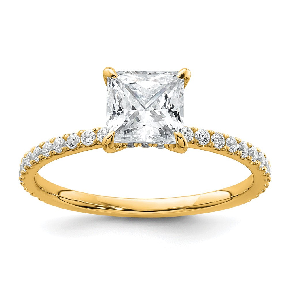 14k 1 3/8ct Cert Lab Grown Diamond VS+ F+ Princess Comp Solitaire Eng Ring
