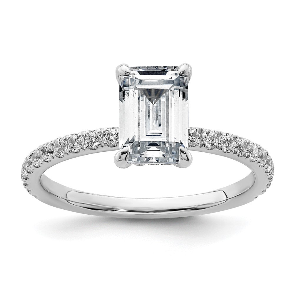 14kw 2ct Cert Lab Grown Diamond VS+ F+ Emerald Comp Solitaire Eng Ring