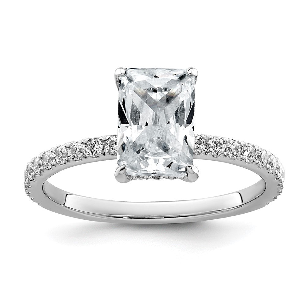 14kw 2ct Cert Lab Grown Dia VS+ F+ Radiant Comp Solitaire w/Flair Eng Ring