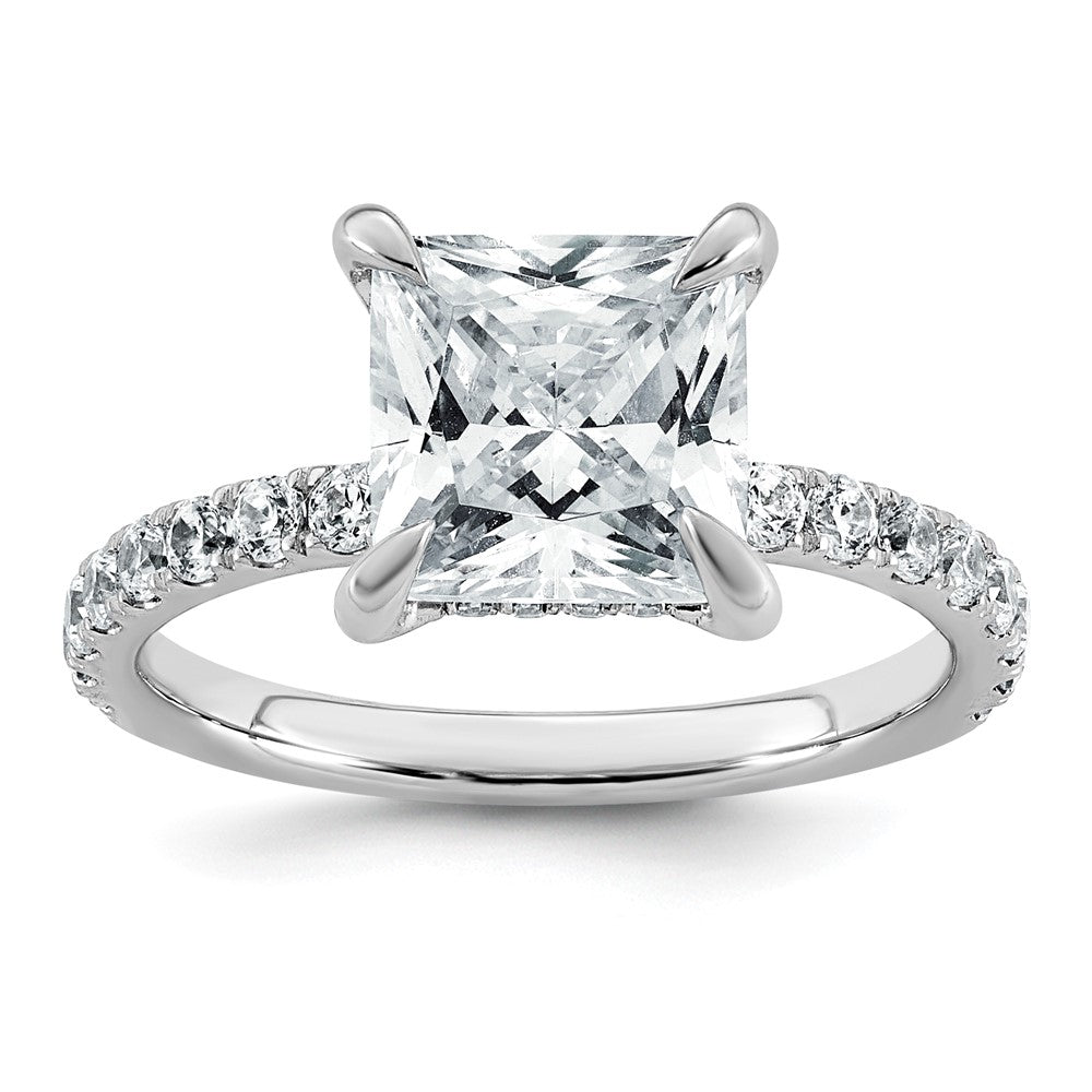 14kw 3 1/2ct Cert Lab Grown Dia VS/SI+ G+ Princess Comp Solitaire Eng Ring