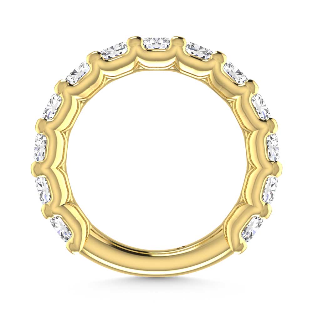 14K Yellow Gold 2 1/4 CT Tw. Cushion Shape Lab Grown Diamond Wedding Band