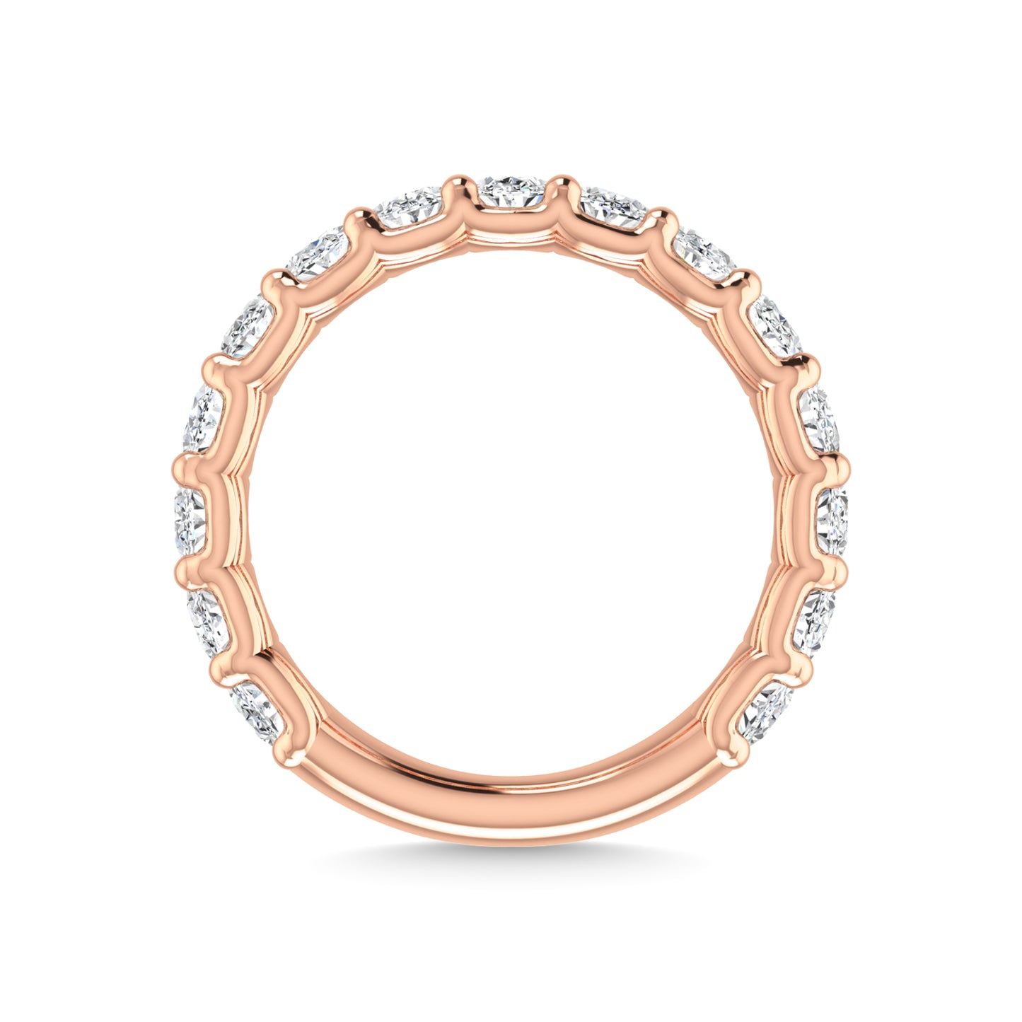 14K Rose Gold 3 3/4 CT Tw. Oval Shape Lab Grown Diamond Three Forth Eternity Band
