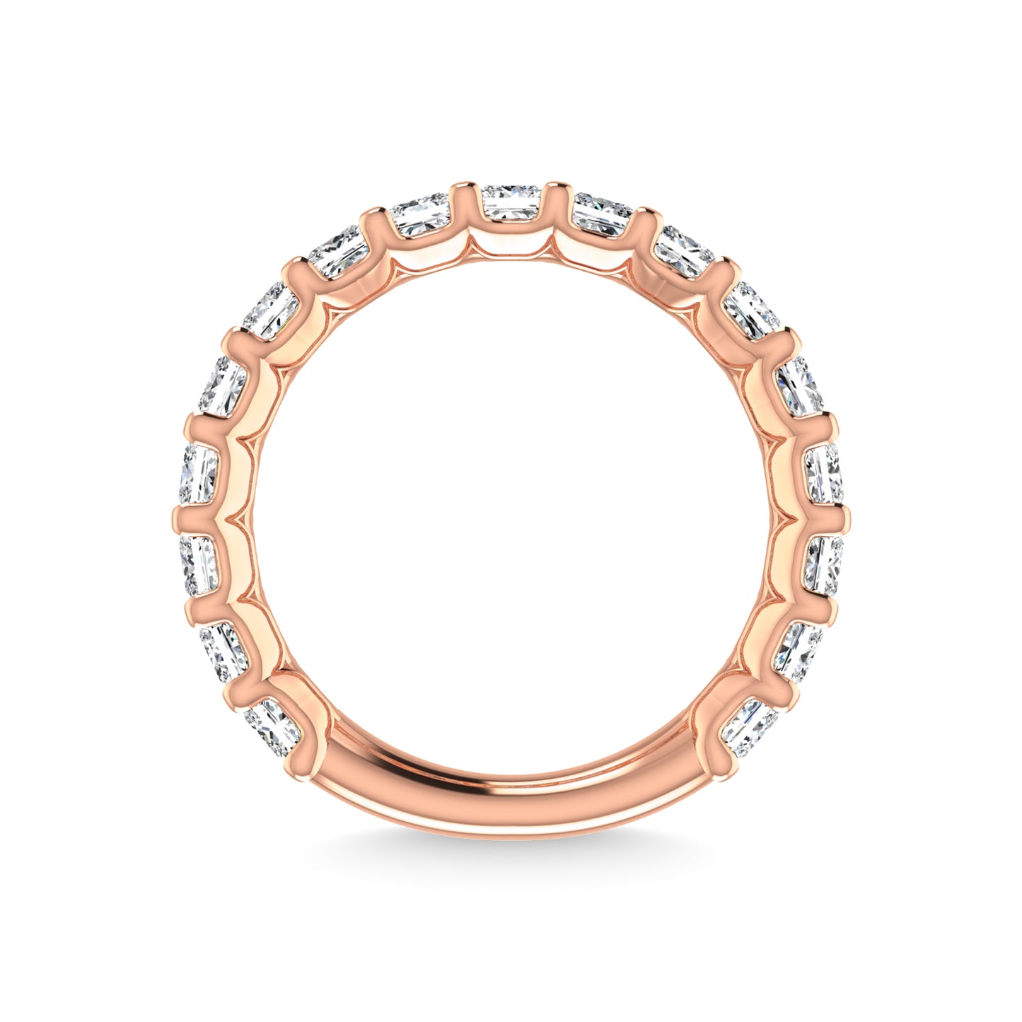 14K Rose Gold 2 1/2 CT Tw. Princess Shape Lab Grown Diamond Three Forth Eternity Band