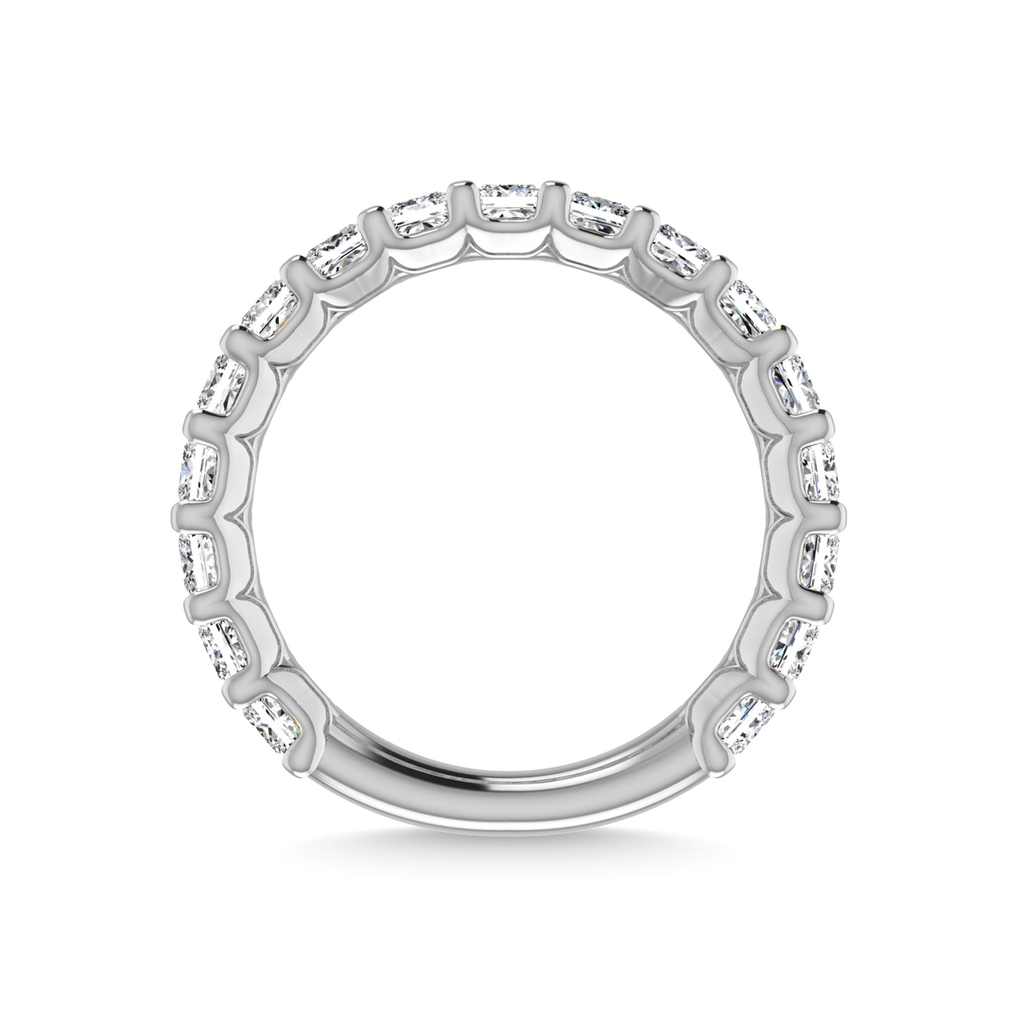 14K White Gold 1 7/8 CT Tw. Princess Shape Lab Grown Diamond Three Forth Eternity Band