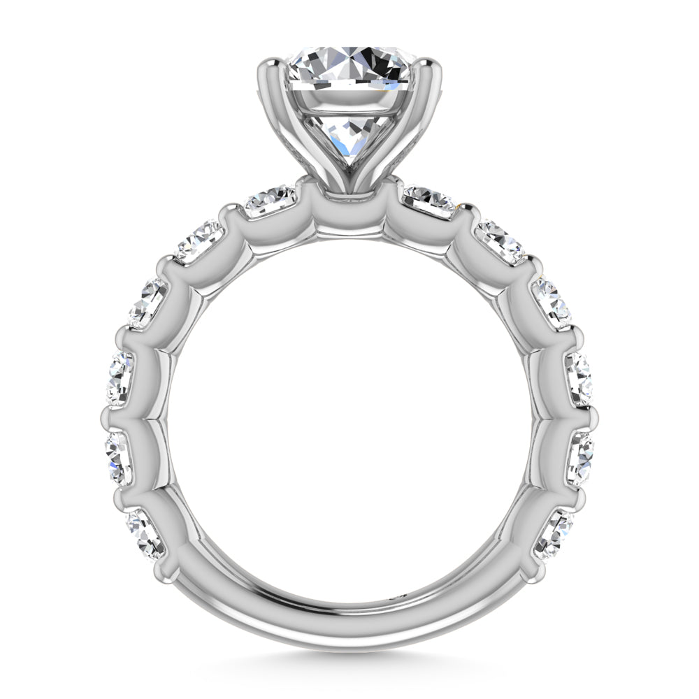 14K White Gold Diamond 4 Ct.Tw. Round Shape Three Forth Engagement Ring With Center 2 ctw