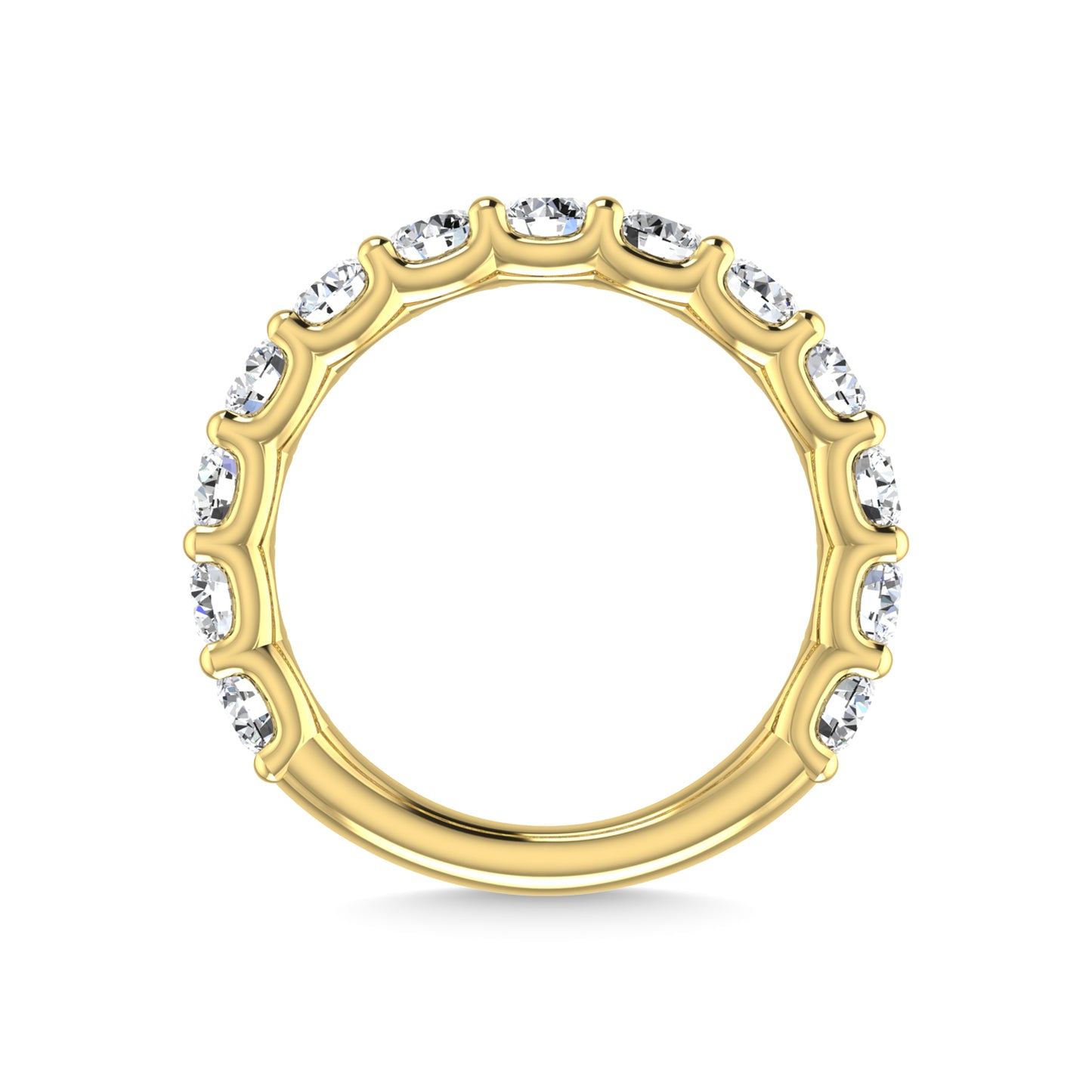 14K Yellow Gold 2 5/8 CT Tw. Round Shape Lab Grown Diamond Wedding Band