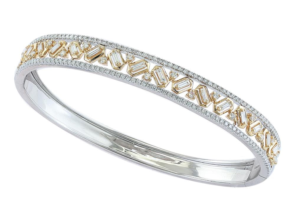 EFFY 14K WHITE and YELLOW GOLD DIAMOND BANGLE