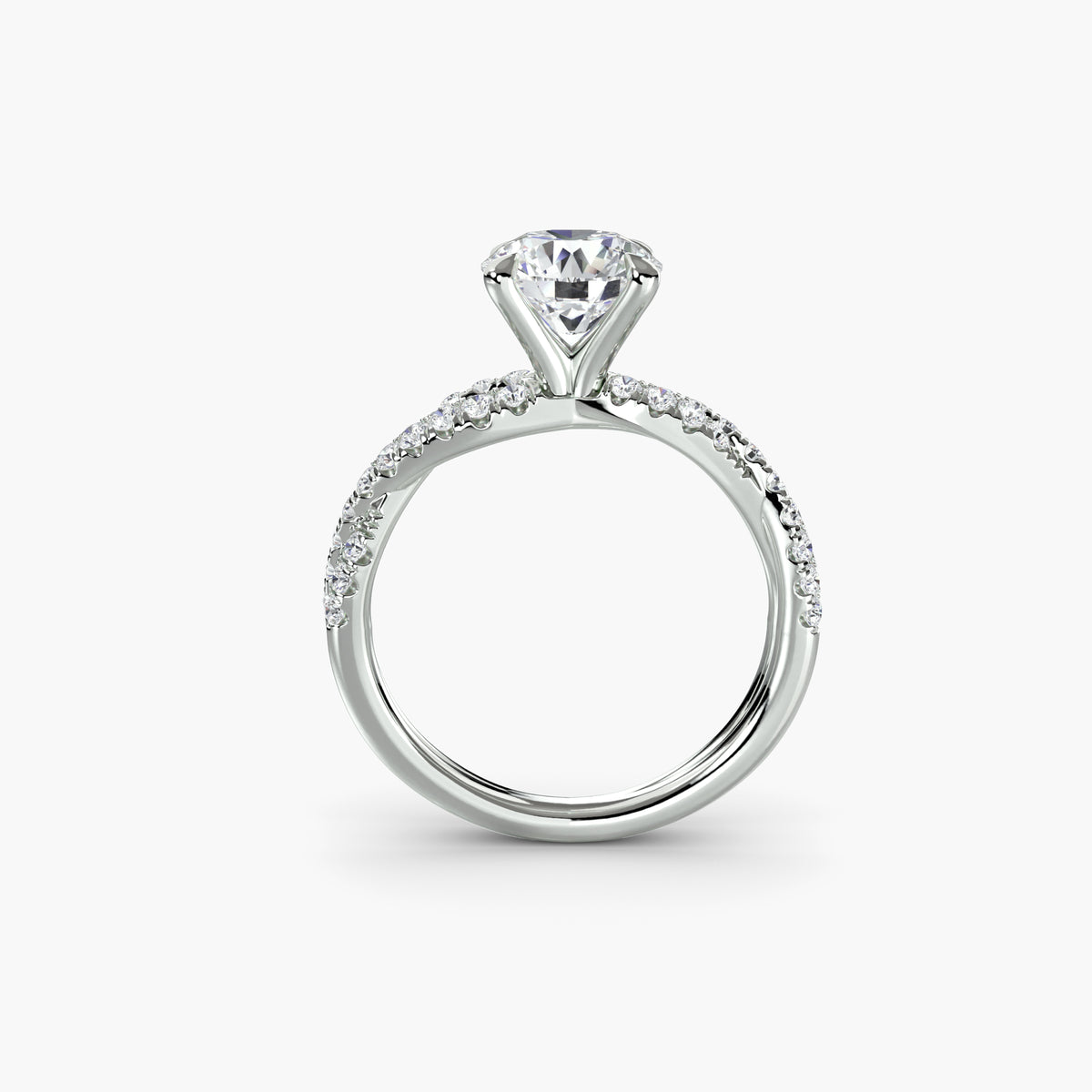 The Twisted Pavé Solitaire - 14K White Gold (Round)