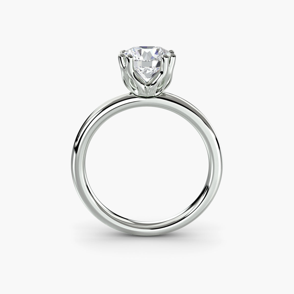 Solitaire ring 5 - 14K White Gold (Round)
