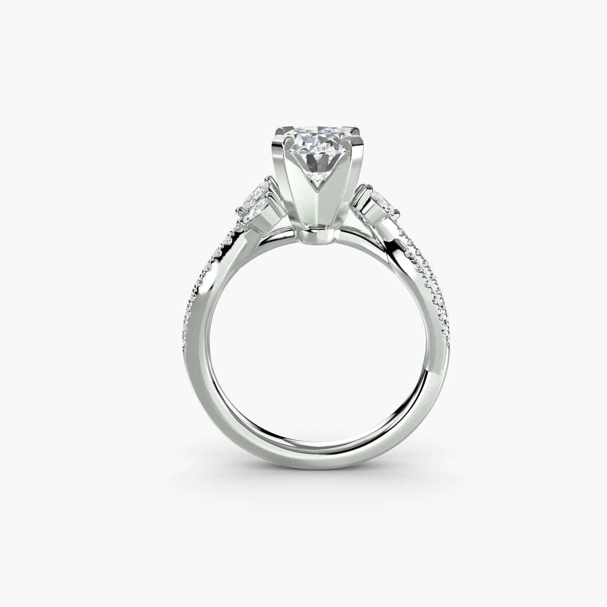 The Twist Pavé Ring - 14K White Gold (Round)