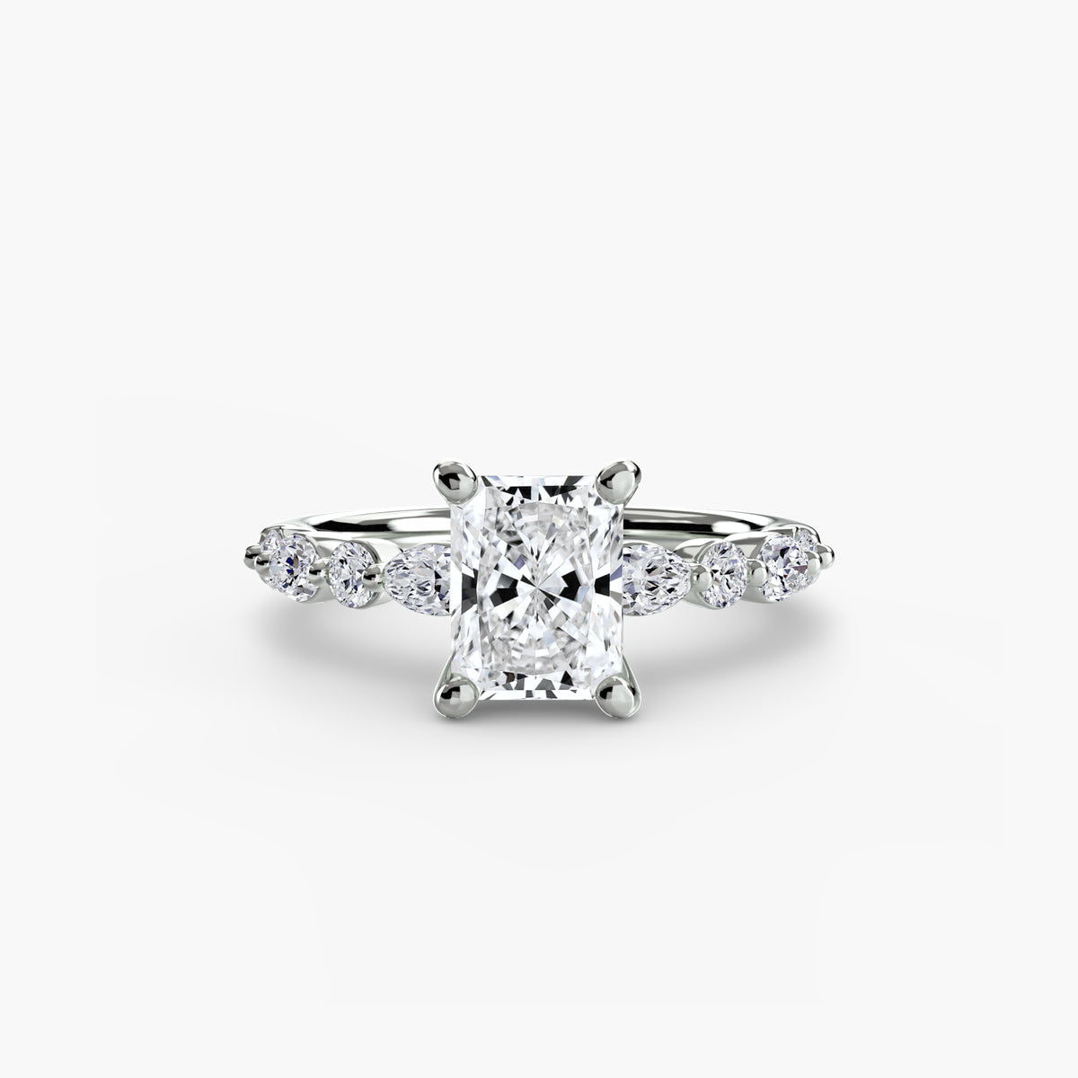 Ring Setting - 14K White Gold (Asscher)