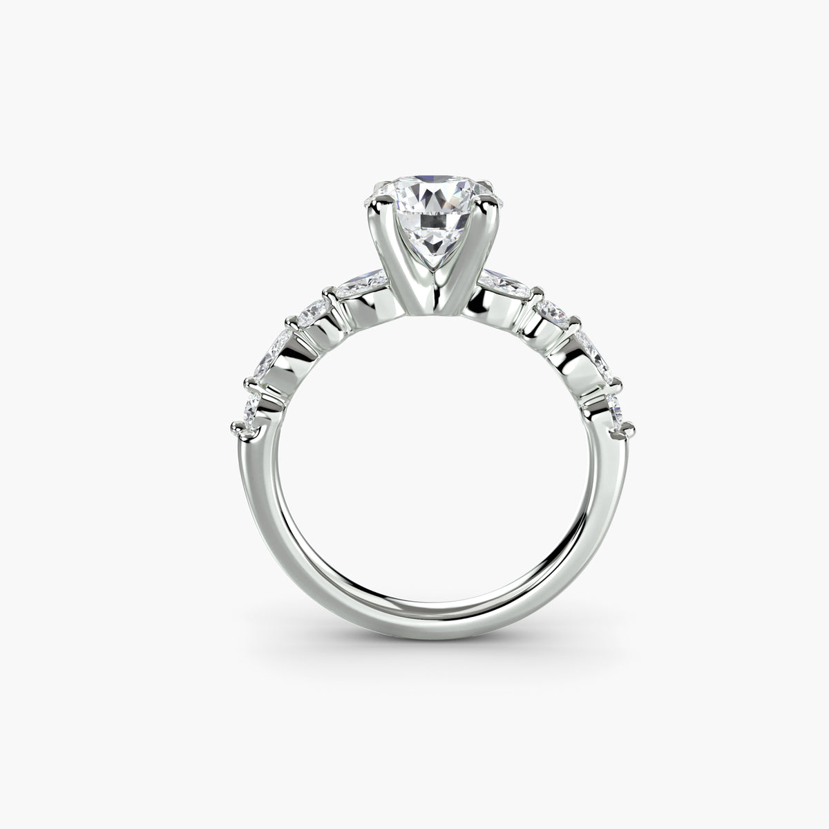 Solitaire with Eternity Pavé 2 - 14K White Gold (Round)