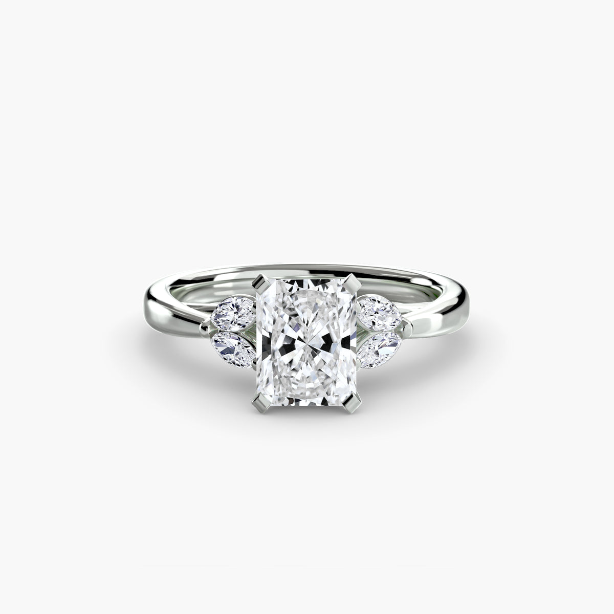 Ring Setting - 18K White Gold (Asscher)
