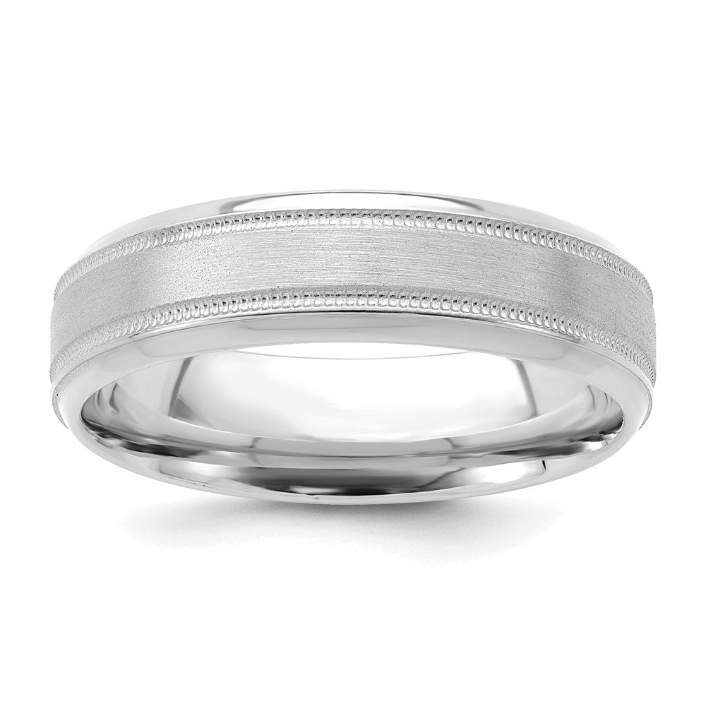 14k White Gold Light Comfort Fit Brush Satin Fancy Band