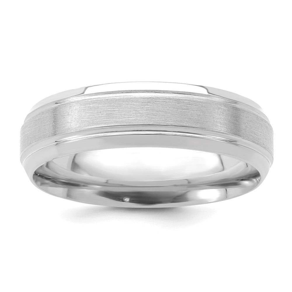 14k White Gold Heavy Comfort Fit Brush Satin Fancy Band