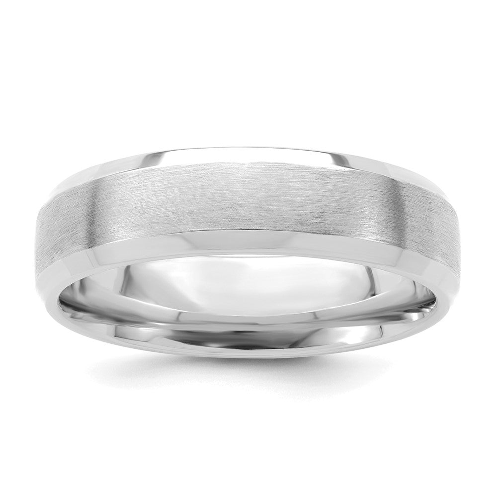 14k White Gold Light Comfort Fit Brush Satin Fancy Band