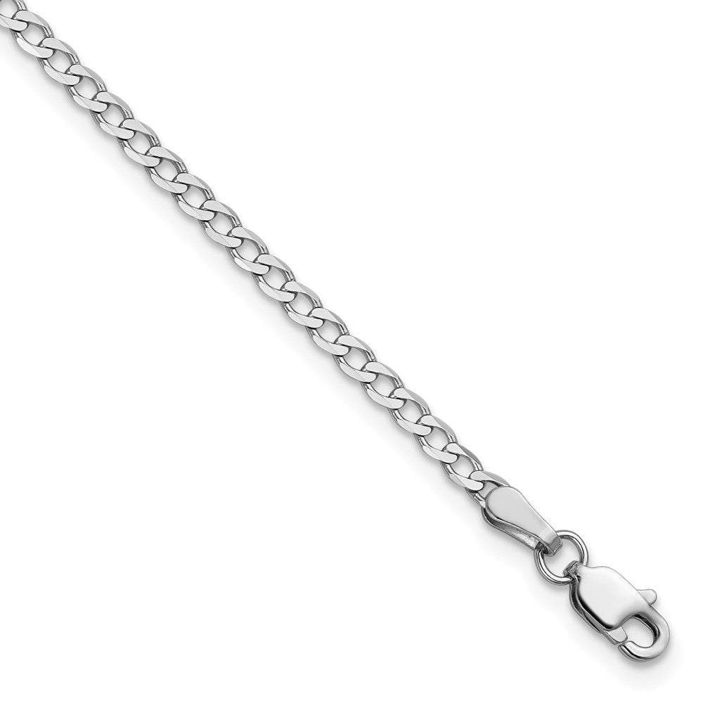 14k White Gold 2.2mm Flat Beveled Curb Chain
