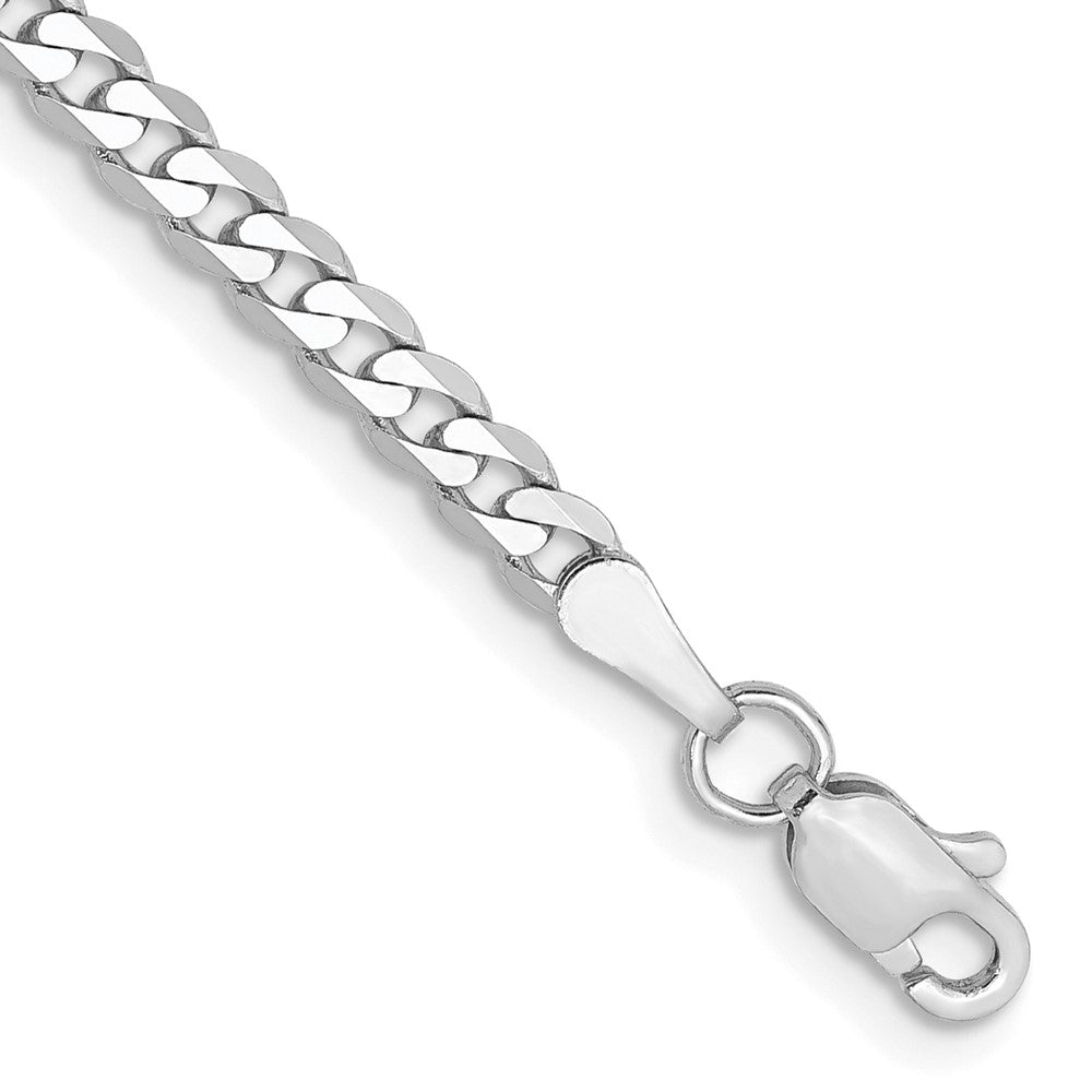 14k White Gold 2.9mm Flat Beveled Curb Chain