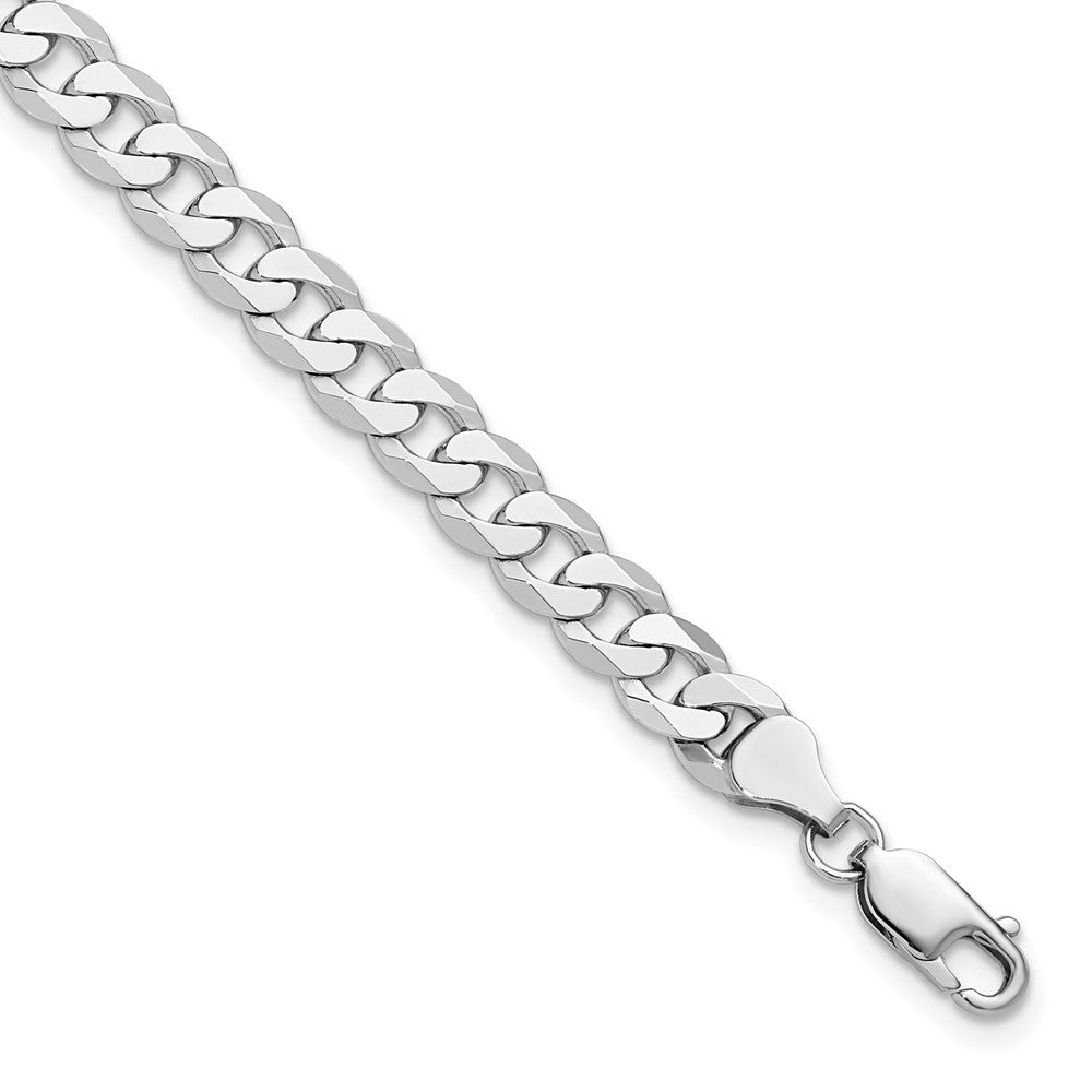 14k White Gold 7.25mm Flat Beveled Curb Chain